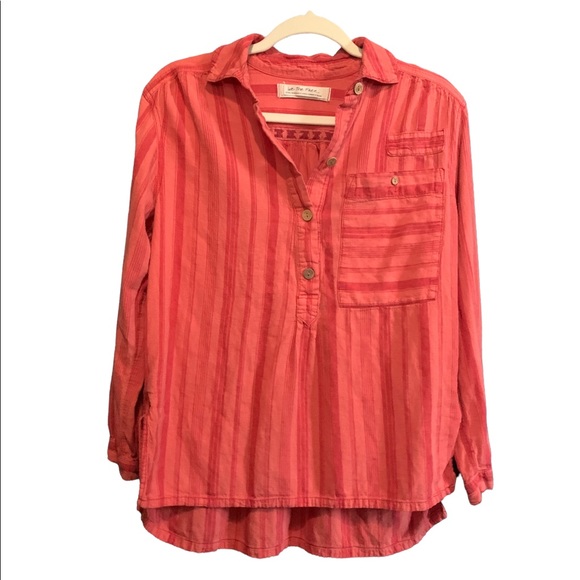 We The Free Tops - We the Free Red Striped Popover Linen Top Sz XS Oversized OB1103979 Summer Haze